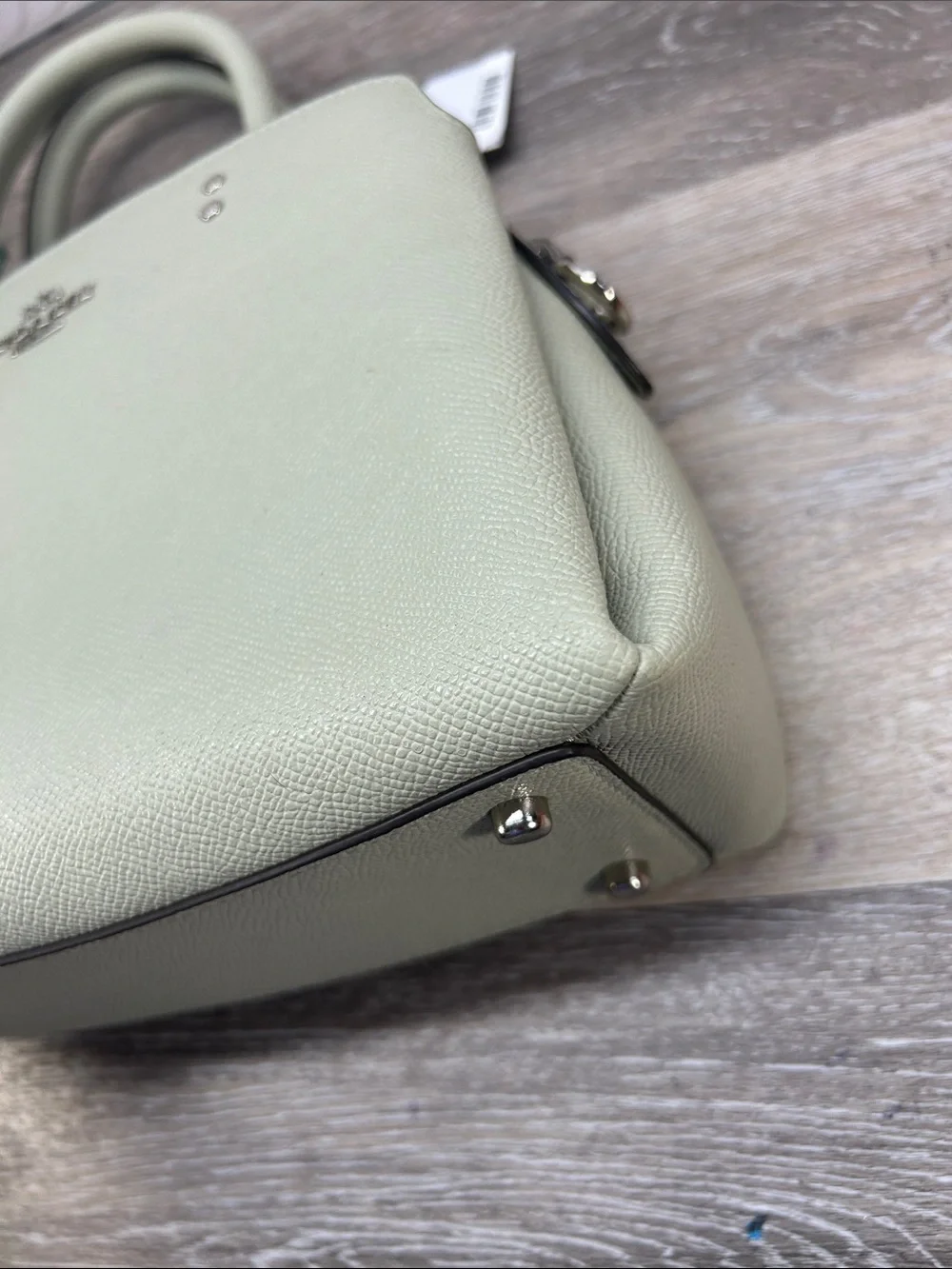 2542 Coach Sage Green Pebbled Leather Satchel with Printed Scarf 267082542